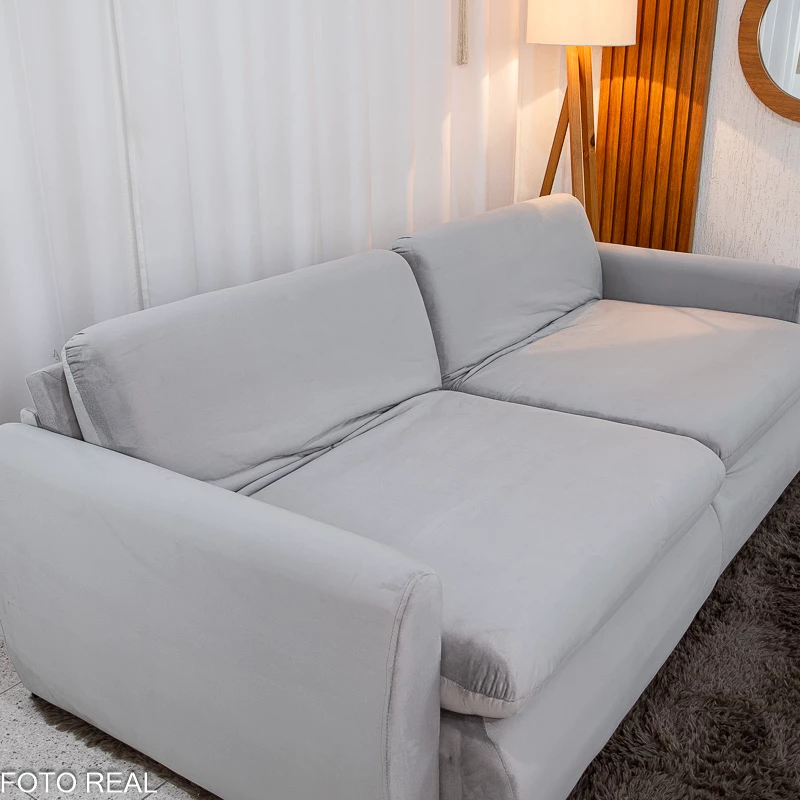 Sofá Retrátil Amaranto Premium 2.30m - Veludo Bege - 2.30m - 1.9/RF - Imagem 21