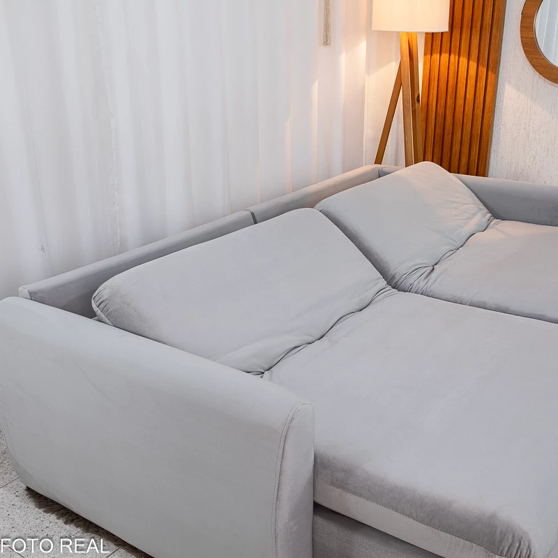 Sofá Retrátil Amaranto Premium 2.30m - Veludo Bege - 2.30m - 1.9/RF - Imagem 20