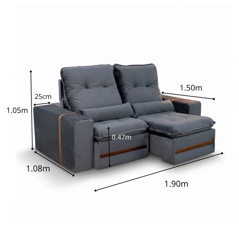 Sofá Retrátil Reclinável Montreal - 1.90m - 1.0/RF - Imagem 2