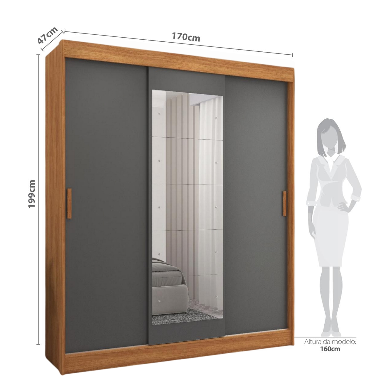 Roupeiro GR 3Portas Capri - FELLICCI - 1.70m - 7.4/TD - Imagem 5