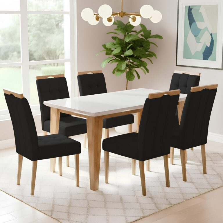 Mesa Kota/Dakota 160x90 + 6 Cadeiras Sophia - VIERO MOVEIS + WM DECOR - 1.4/TD - Imagem 7