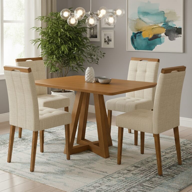 Mesa Alva ME02 120x80 + 4 Cadeiras Sophia - KAPPESBERG + WM DECOR - 5.5/TD