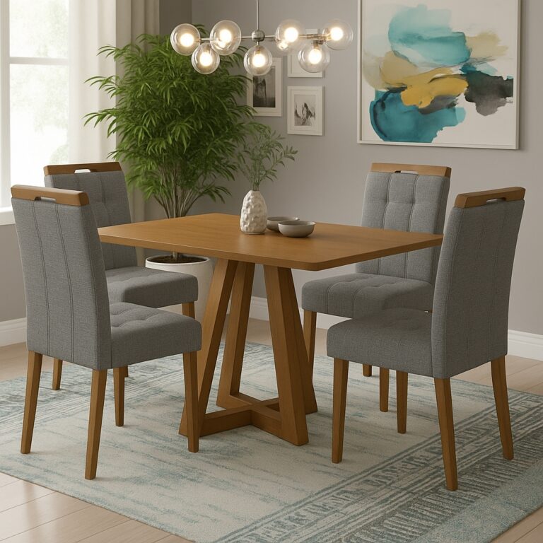 Mesa Alva ME02 120x80 + 4 Cadeiras Sophia - KAPPESBERG + WM DECOR - 5.5/TD - Imagem 2