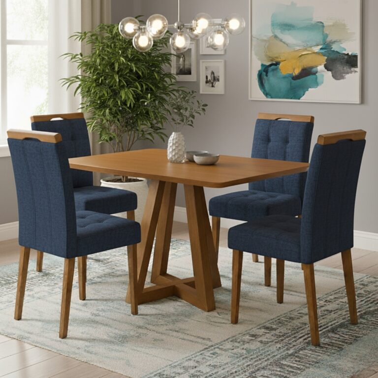 Mesa Alva ME02 120x80 + 4 Cadeiras Sophia - KAPPESBERG + WM DECOR - 5.5/TD - Imagem 3