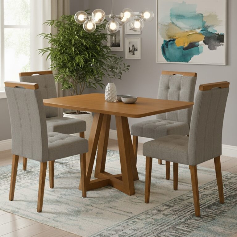 Mesa Alva ME02 120x80 + 4 Cadeiras Sophia - KAPPESBERG + WM DECOR - 5.5/TD - Imagem 5