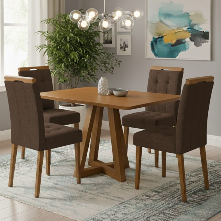 Mesa Alva ME02 120x80 + 4 Cadeiras Sophia - KAPPESBERG + WM DECOR - 5.5/TD - Imagem 6