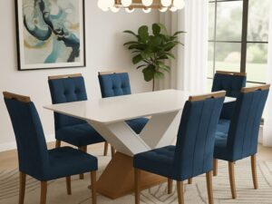 Mesa Amora BA35 160×90 + 6 Cadeiras Sophia – KAPPESBERG + WM DECOR – 1.51/TD