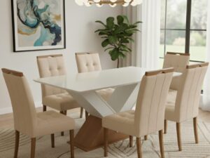Mesa Amora BA35 160×90 + 6 Cadeiras Sophia – KAPPESBERG + WM DECOR – 1.51/TD