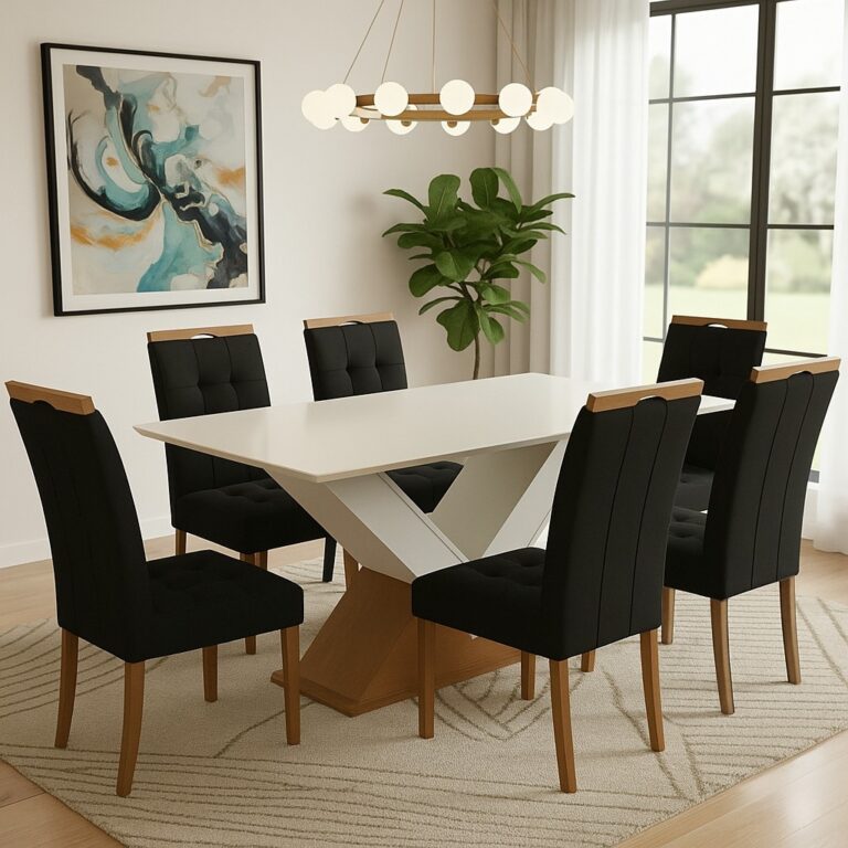 Mesa Amora BA35 160x90 + 6 Cadeiras Sophia - KAPPESBERG + WM DECOR - 8.2/TD - Imagem 5