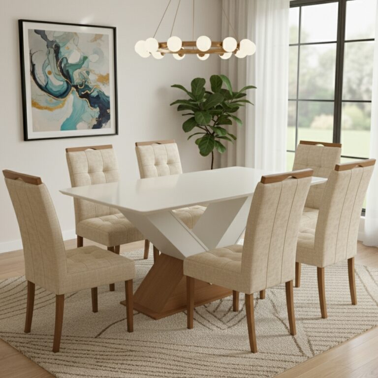 Mesa Amora BA35 160x90 + 6 Cadeiras Sophia - KAPPESBERG + WM DECOR - 8.2/TD - Imagem 6