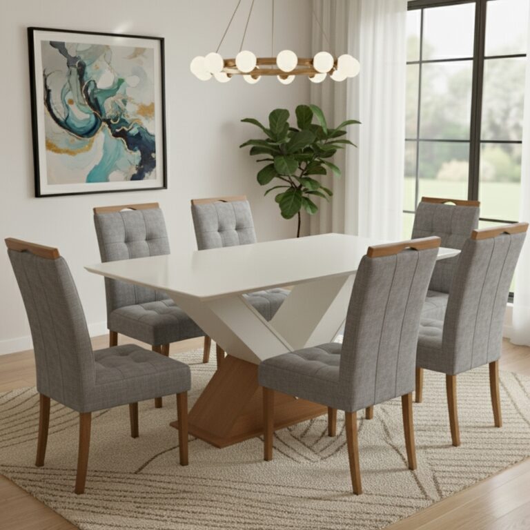 Mesa Amora BA35 160x90 + 6 Cadeiras Sophia - KAPPESBERG + WM DECOR - 8.2/TD - Imagem 7