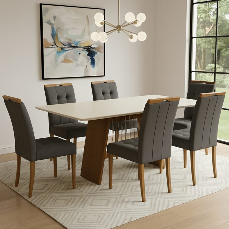 Mesa Damiana BA56 160x90 + 6 Cadeiras Sophia - KAPPESBERG + WM DECOR - 8.2/TD - Imagem 3