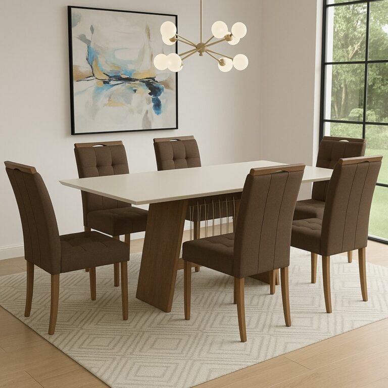 Mesa Damiana BA56 160x90 + 6 Cadeiras Sophia - KAPPESBERG + WM DECOR - 8.2/TD - Imagem 4