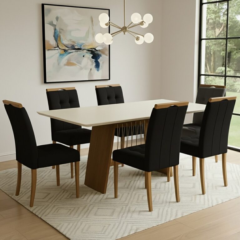 Mesa Damiana BA56 160x90 + 6 Cadeiras Sophia - KAPPESBERG + WM DECOR - 8.2/TD - Imagem 5