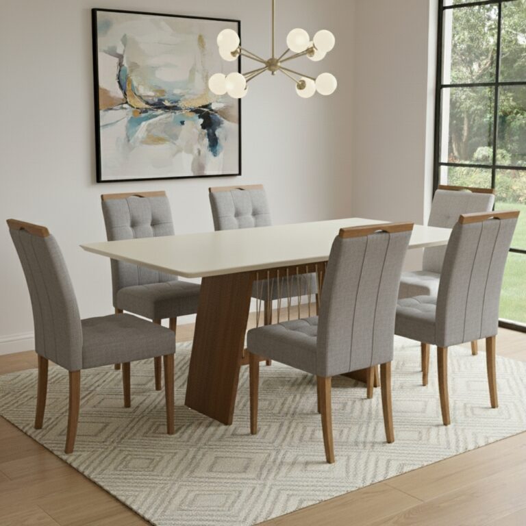 Mesa Damiana BA56 160x90 + 6 Cadeiras Sophia - KAPPESBERG + WM DECOR - 8.2/TD - Imagem 7