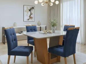 Mesa Apogeu (Tampo Maxi) 120×80 + 4 Cadeiras Sophia – MOVEIS LOPAS + WM DECOR – 1.1/TD