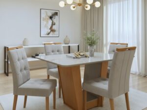 Mesa Apogeu (Tampo Maxi) 120×80 + 4 Cadeiras Sophia – MOVEIS LOPAS + WM DECOR – 1.1/TD