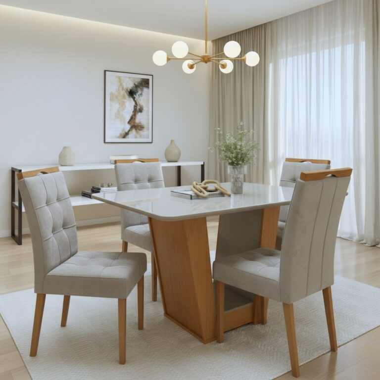 Mesa Apogeu (Tampo Maxi) 120x80 + 4 Cadeiras Sophia - MOVEIS LOPAS + WM DECOR - 1.1/TD - Imagem 2