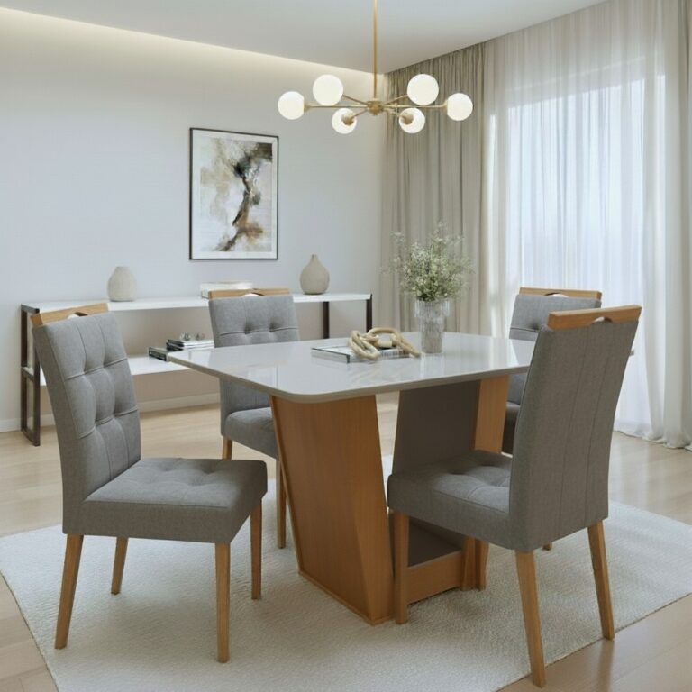 Mesa Apogeu (Tampo Maxi) 120x80 + 4 Cadeiras Sophia - MOVEIS LOPAS + WM DECOR - 1.1/TD - Imagem 3