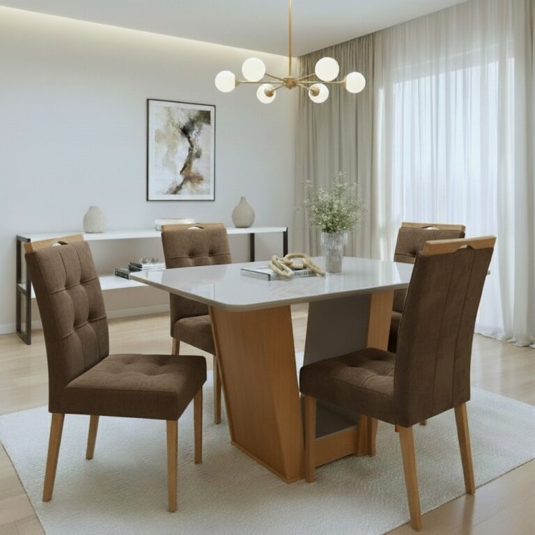 Mesa Apogeu (Tampo Maxi) 120x80 + 4 Cadeiras Sophia - MOVEIS LOPAS + WM DECOR - 1.1/TD - Imagem 4