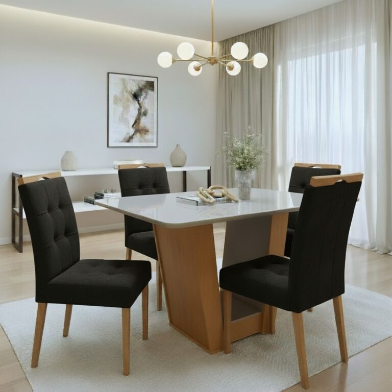 Mesa Apogeu (Tampo Maxi) 120x80 + 4 Cadeiras Sophia - MOVEIS LOPAS + WM DECOR - 1.1/TD - Imagem 5