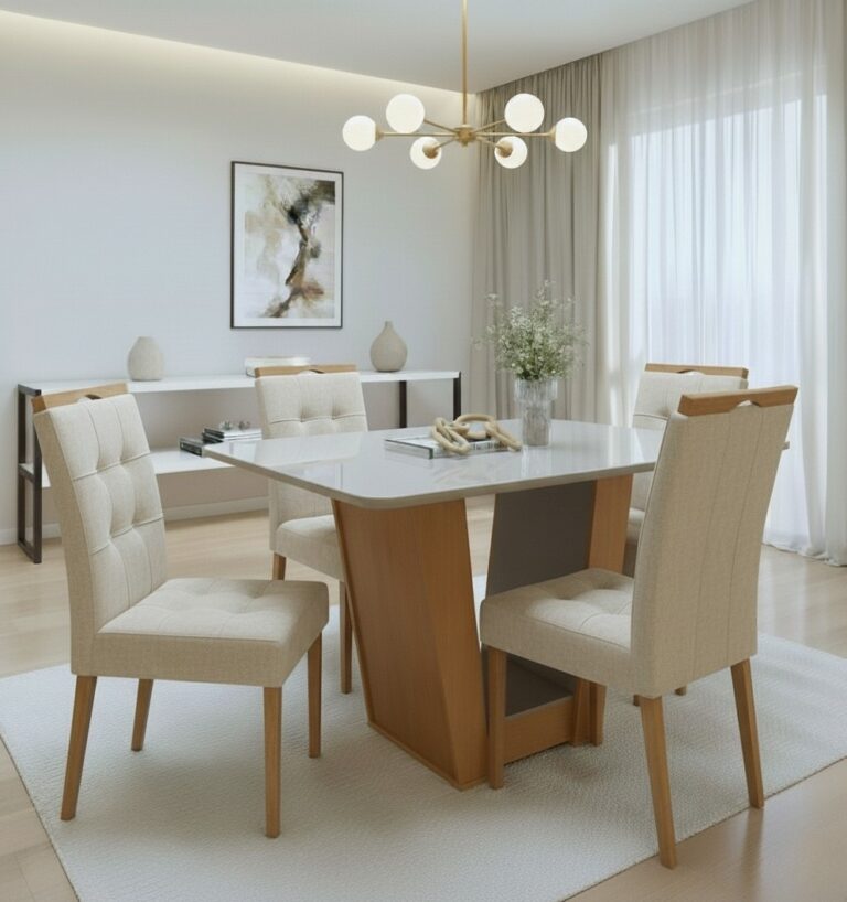 Mesa Apogeu (Tampo Maxi) 120x80 + 4 Cadeiras Sophia - MOVEIS LOPAS + WM DECOR - 1.1/TD - Imagem 6