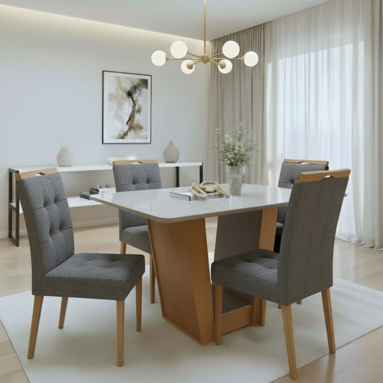 Mesa Apogeu (Tampo Maxi) 120x80 + 4 Cadeiras Sophia - MOVEIS LOPAS + WM DECOR - 1.1/TD - Imagem 7