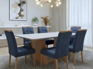 Mesa Apogeu (Tampo Maxi) 170×90 + 6 Cadeiras Sophia – MOVEIS LOPAS + WM DECOR – 1.6/TD