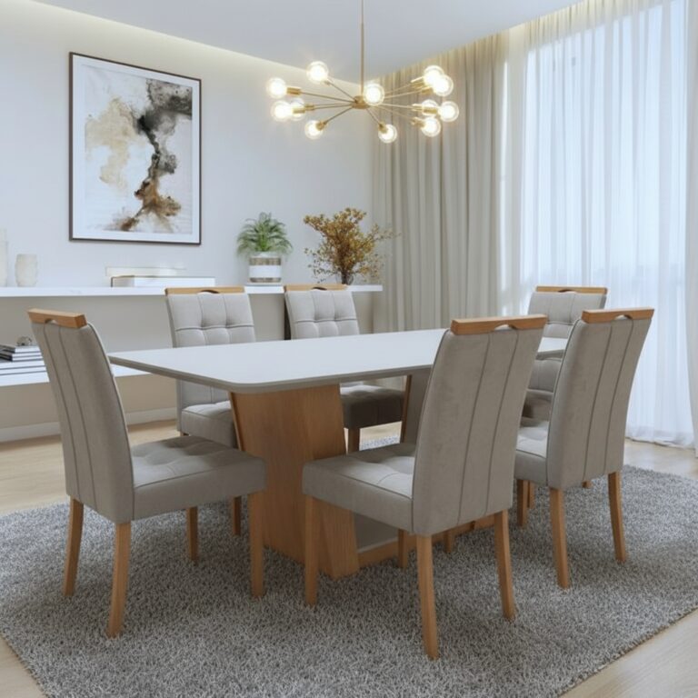 Mesa Apogeu (Tampo Maxi) 170x90 + 6 Cadeiras Sophia - MOVEIS LOPAS + WM DECOR - 1.6/TD - Imagem 2