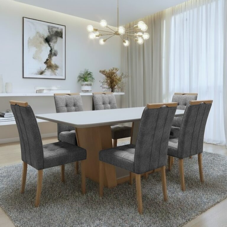 Mesa Apogeu (Tampo Maxi) 170x90 + 6 Cadeiras Sophia - MOVEIS LOPAS + WM DECOR - 1.6/TD - Imagem 3