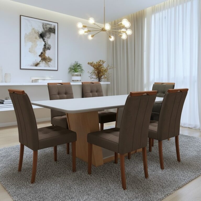 Mesa Apogeu (Tampo Maxi) 170x90 + 6 Cadeiras Sophia - MOVEIS LOPAS + WM DECOR - 1.6/TD - Imagem 4