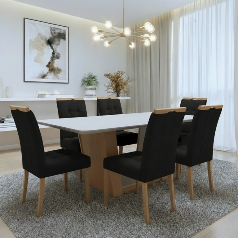 Mesa Apogeu (Tampo Maxi) 170x90 + 6 Cadeiras Sophia - MOVEIS LOPAS + WM DECOR - 1.6/TD - Imagem 5