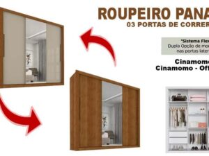 Roupeiro Panamá 3P 4g 1,85m – com 1 Espelho – Salleto – 9.7/ SR
