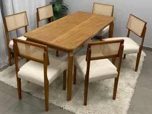 Mesa de Jantar Alegra 180×90 S/ Vidro C/ 6 Cadeiras Grécia – JCM – 2.10 – PR