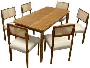 Mesa de Jantar Alegra 180×90 S/ Vidro C/ 6 Cadeiras Grécia – JCM – 2.10 – PR