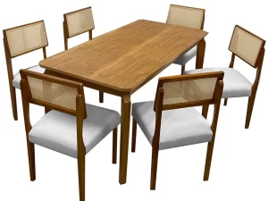 Mesa de Jantar Alegra 180×90 S/ Vidro C/ 6 Cadeiras Grécia – JCM – 2.10 – PR