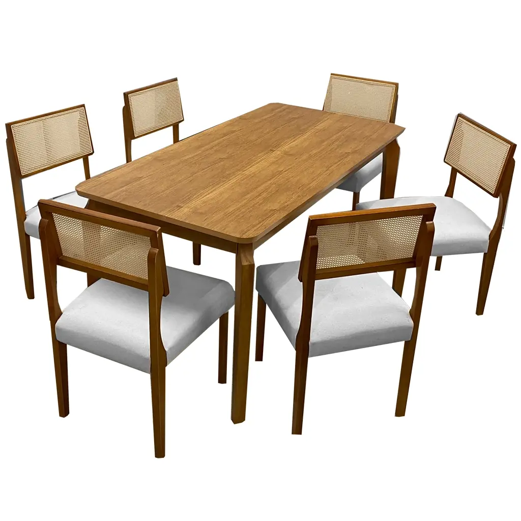 Mesa de Jantar Alegra 180x90 S/ Vidro C/ 6 Cadeiras Grécia - JCM - 2.10 - PR - Imagem 2