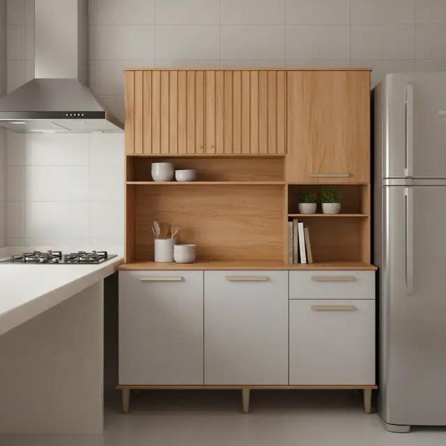 Kit Cozinha Mila 1,51m - 6P 1G– MGM Móveis -100% MDF - 7.3/LD