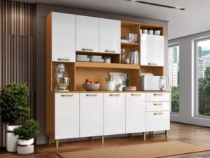 Kit Cozinha Mega 2,08m –  9P 2G 1N Aramóveis – 7.3/SR