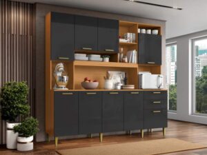 Kit Cozinha Mega 2,08m –  9P 2G 1N Aramóveis – 7.3/SR